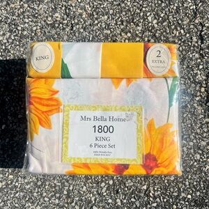 1800 King 6-Piece Bedding Set in Yellow Floral